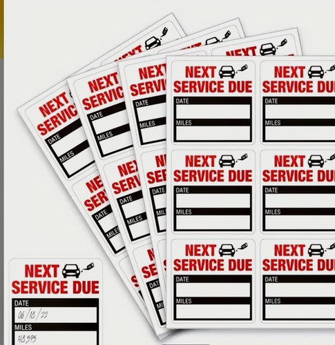 Stickers next service due - 10,